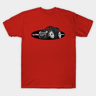 DigiRods Mini Cooper Convertible British UK Flag Side View Cartoon Car T-Shirt